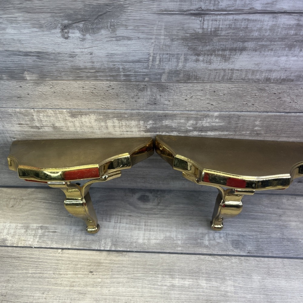 Burwood Gold Tone Small Wall Shelves 3259  Set Vintage Hollywood Regency